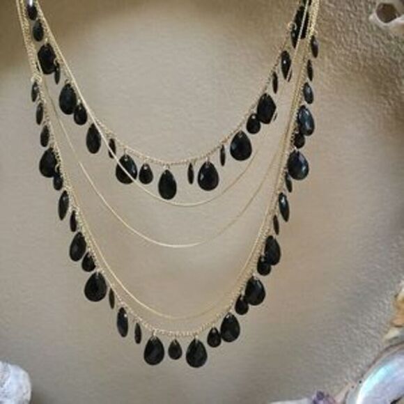 Jaclyn Smith Black multi layered Statement Necklace NWT - Picture 1 of 3